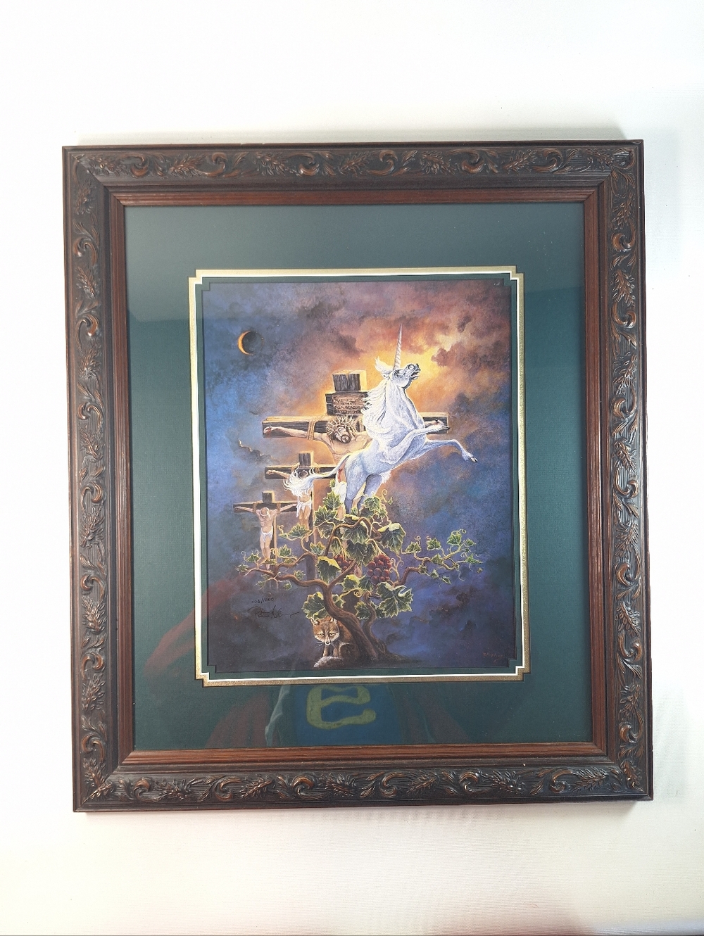 Peter Robson Signed Limited Edition Print #203/1000 Surreal Unicorn Crucifixion